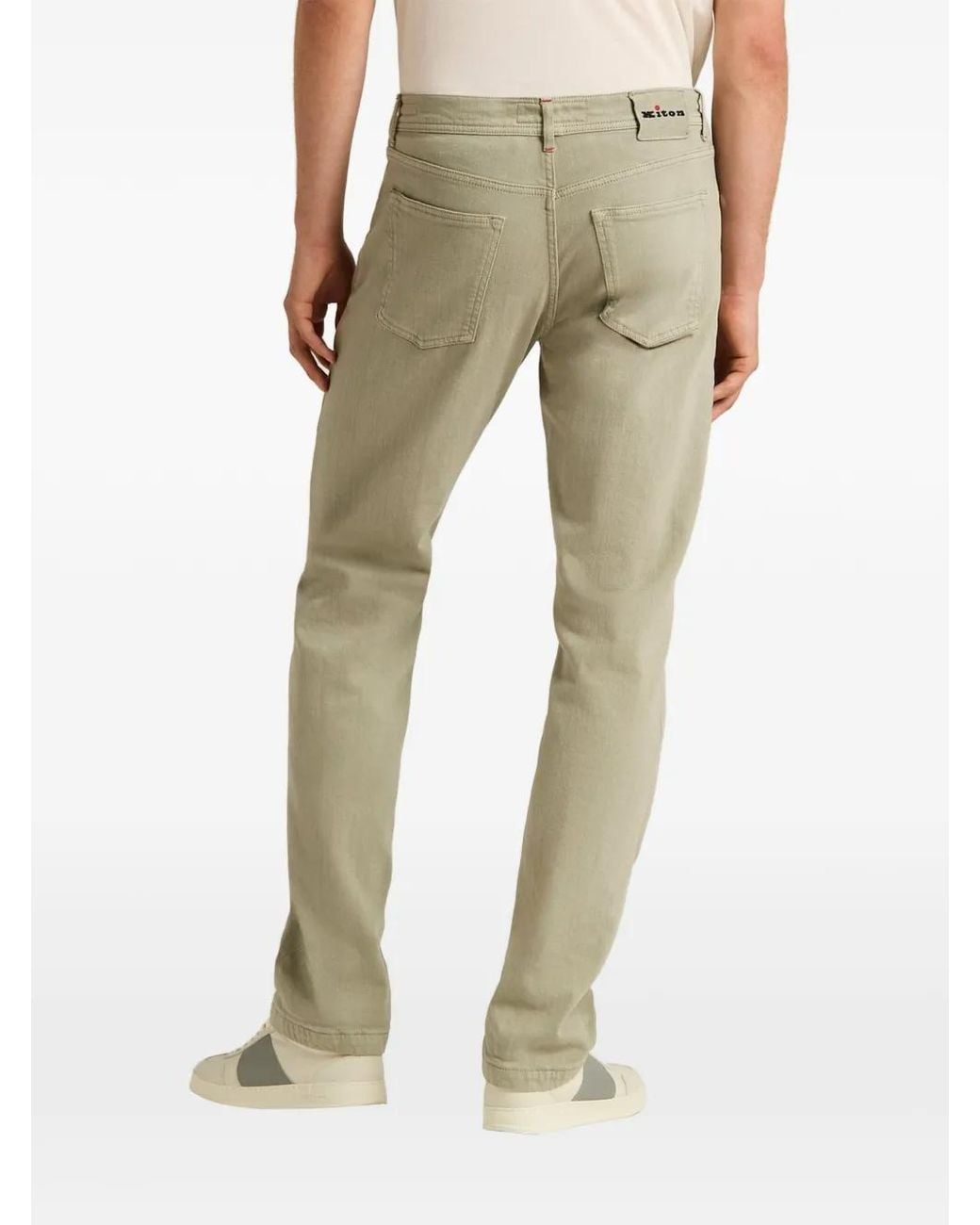 Kiton Gray Five-Pocket Stretch-Cotton Jeans for men