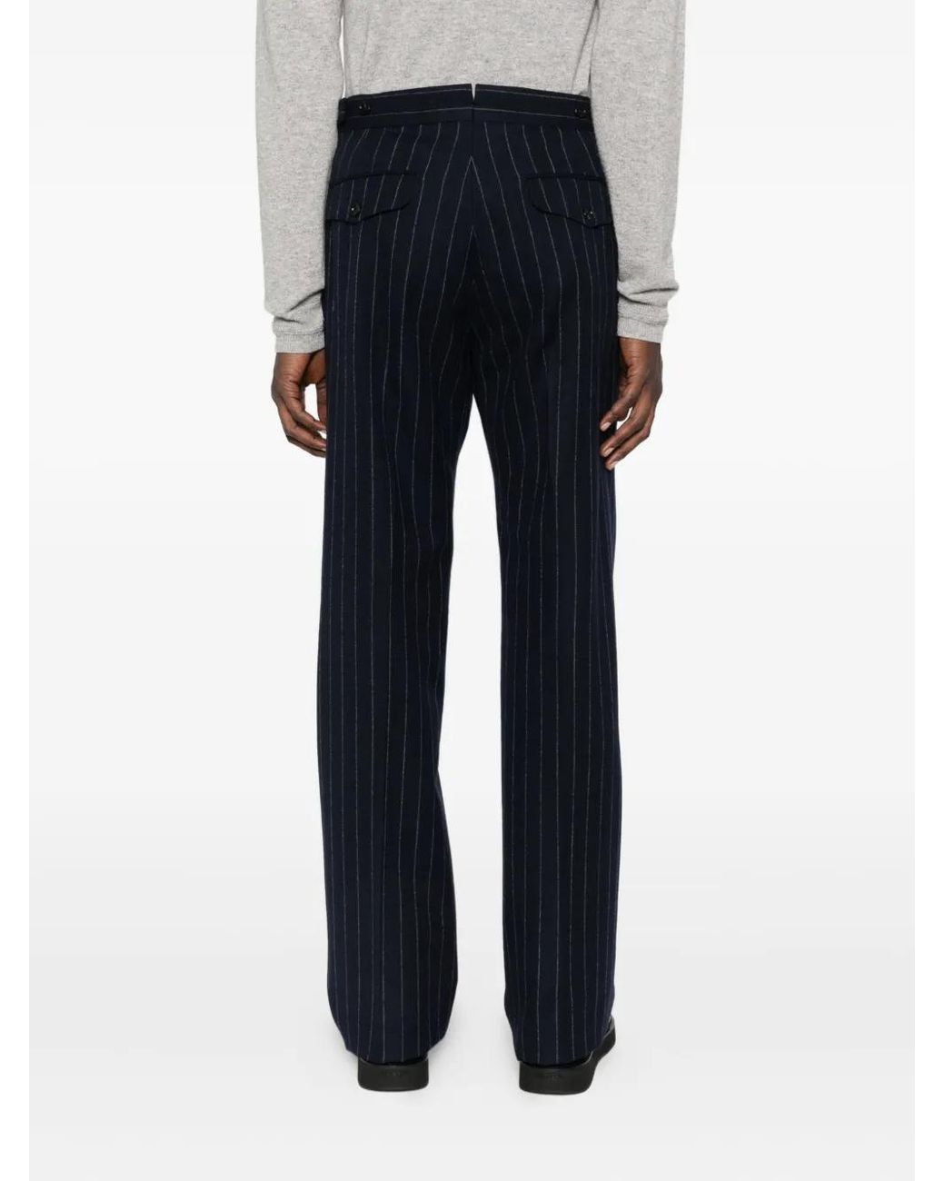 Tom Ford Blue Pinstripe Wool Trousers for men