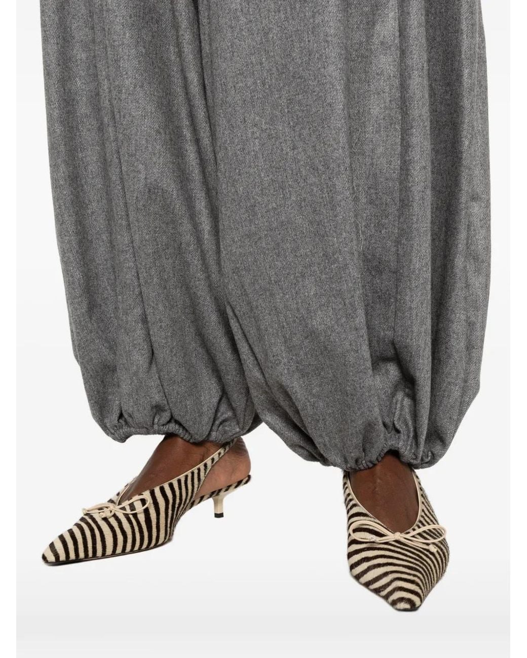 Thelatest Gray Pleated Elasticated-Cuff Trousers