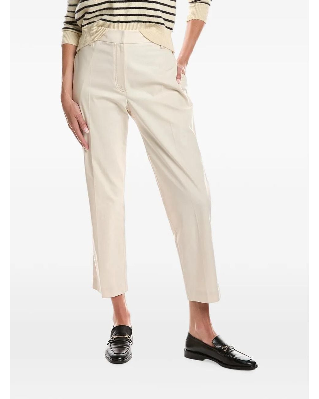 Brunello Cucinelli Natural Straight-Leg Cropped Trousers