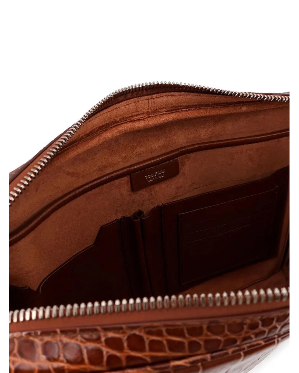 Bolso de mano con diseño en relieve y cremallera Tom Ford de hombre de color Brown