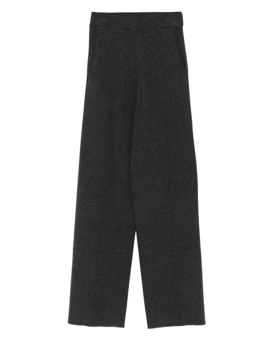Max Mara Black Flat-Front Side-Pocket Trousers