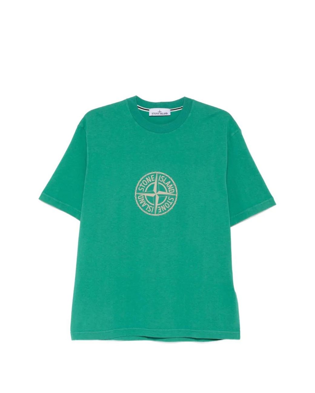 Stone Island Green Compass Printed Regular-Fit T-Shirt for men
