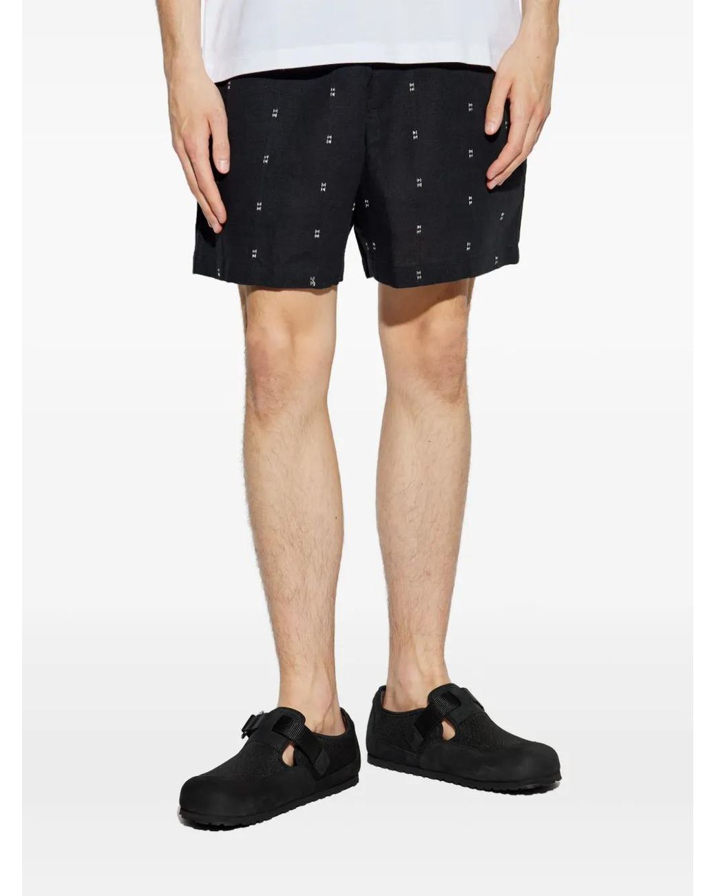 Rag & Bone Black Embroidered Shorts for men