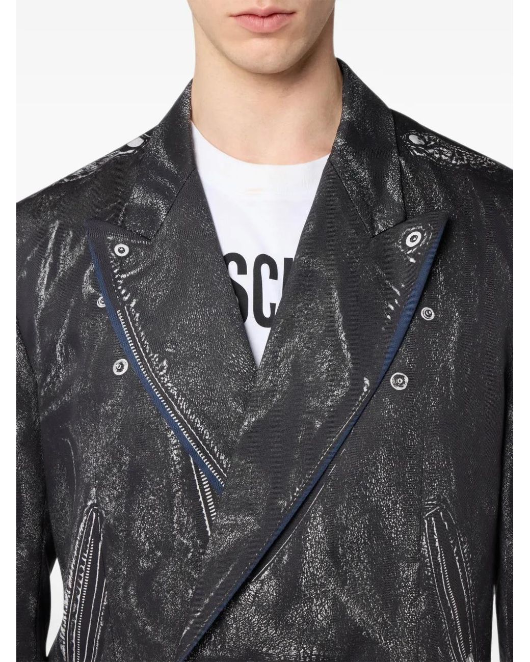 Moschino Gray Veste Imprimée À Boutonnière Croisée for men
