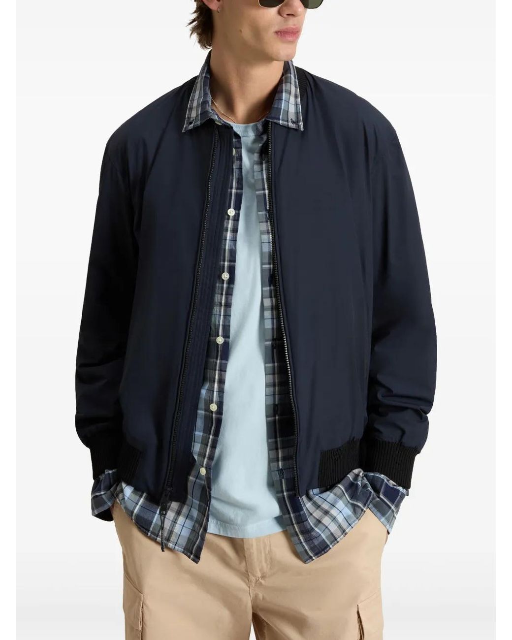 Woolrich Blue Matt Stretch Bomber Jacket for men