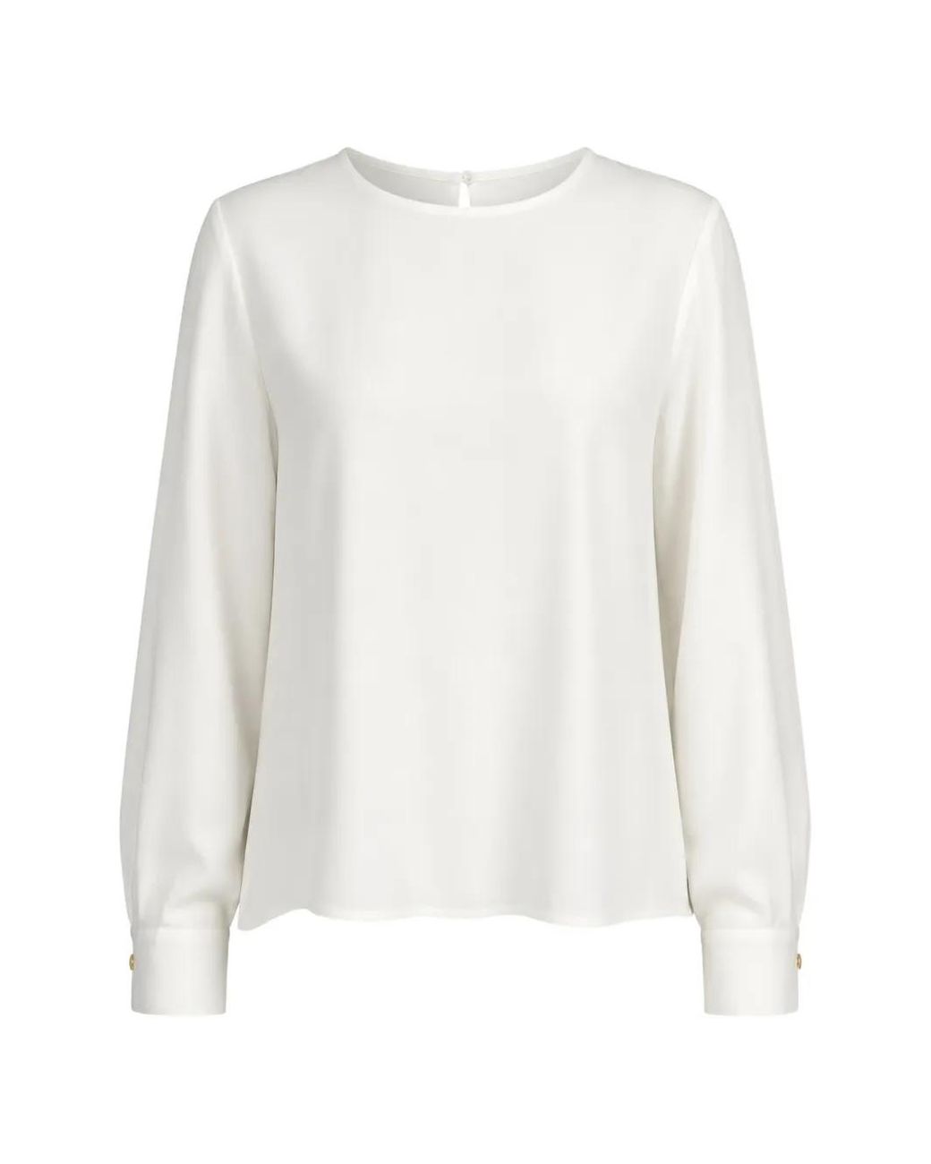 Dusan White Button-Cuff Slit-Back Blouse
