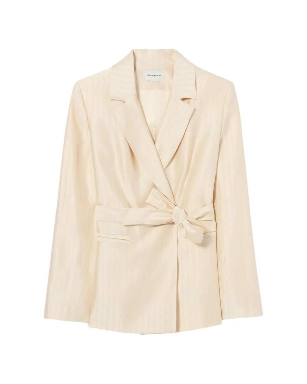 Claudie Pierlot Natural Striped Belted Blazer