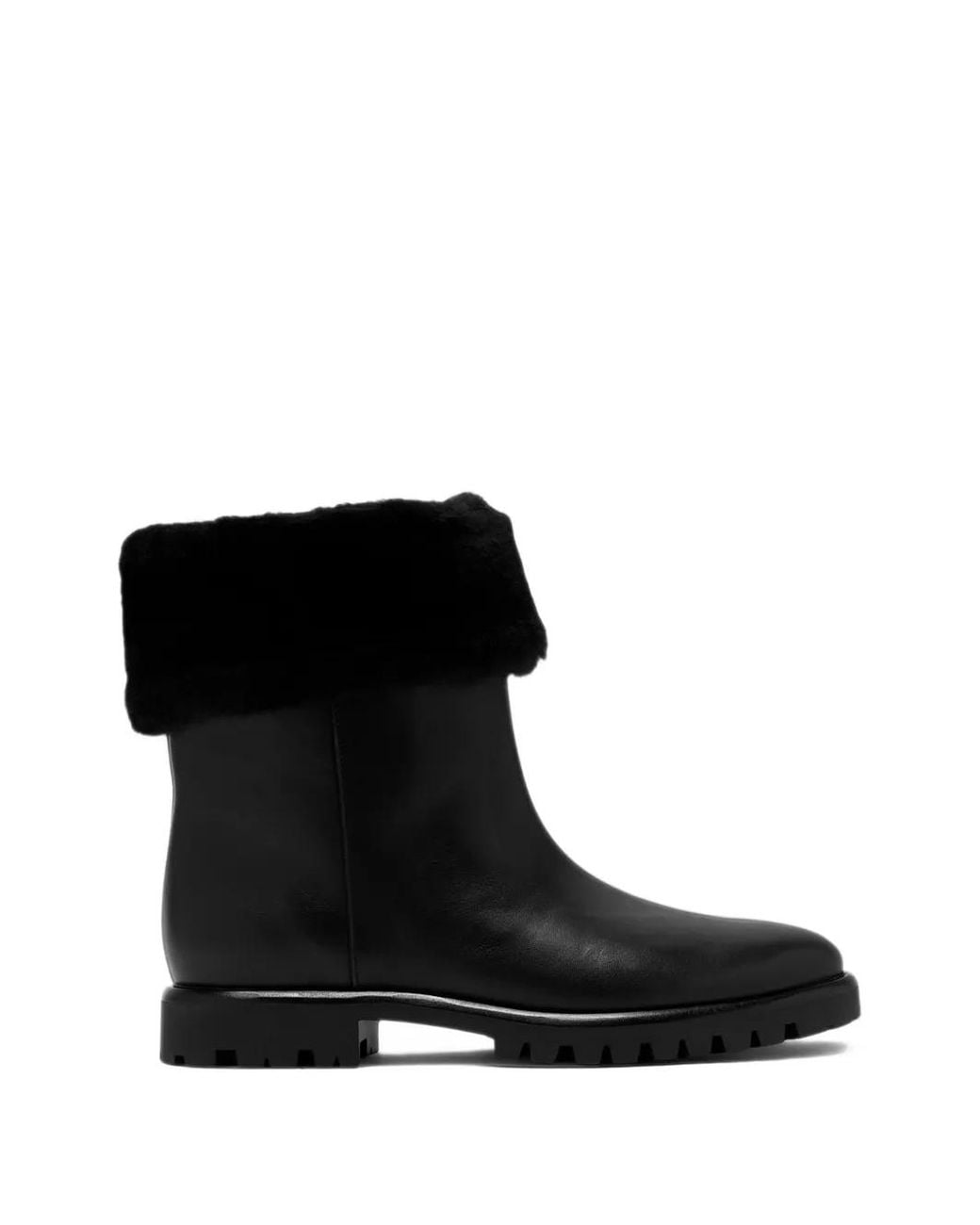 Vince Black Cameron Shearling-Trim Leather Ankle Boots