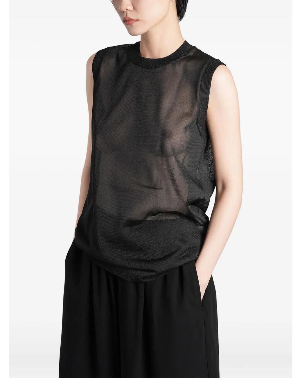 Comme des Garçons Black Sheer Knit Top
