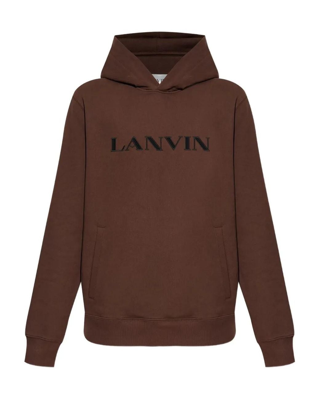 Lanvin Brown Logo-Embroidered Hoodie for men