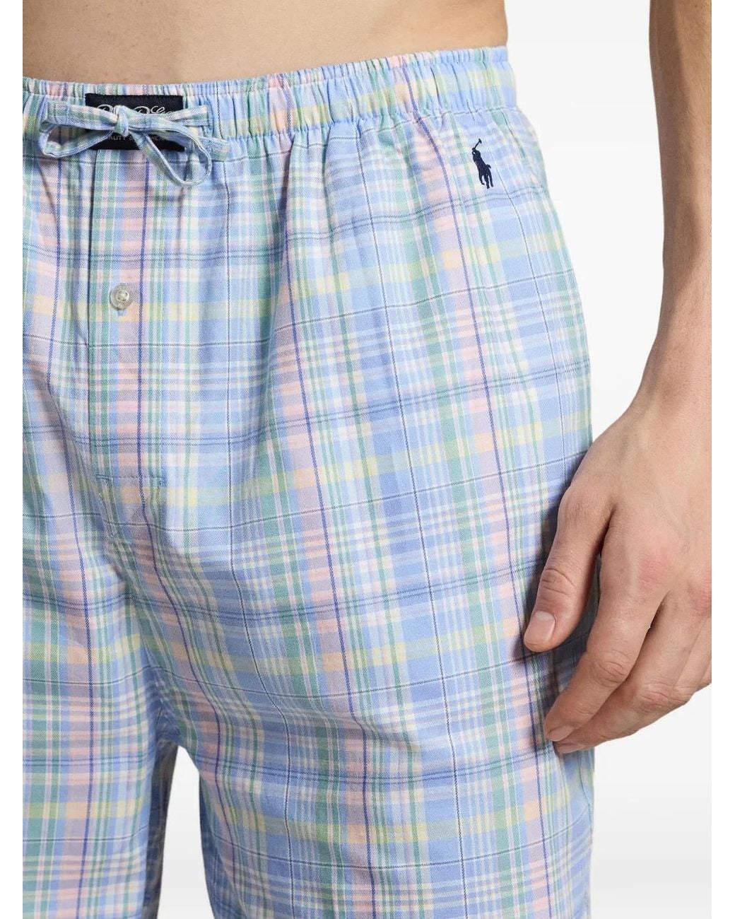 Polo Ralph Lauren Blue Check Cotton Pyjama Set for men