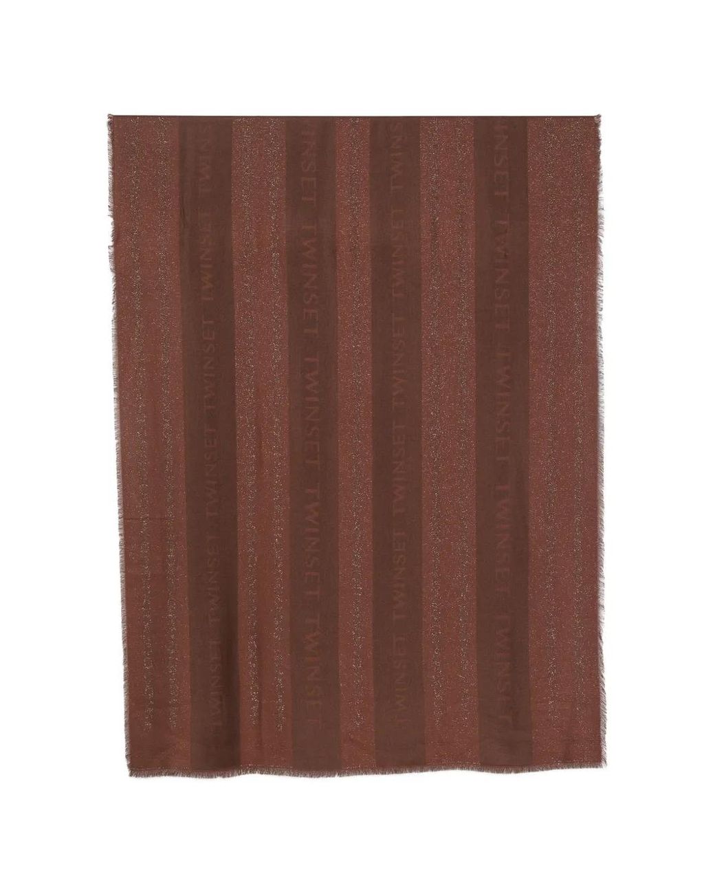Twinset Brown Logo-Print Striped Scarf