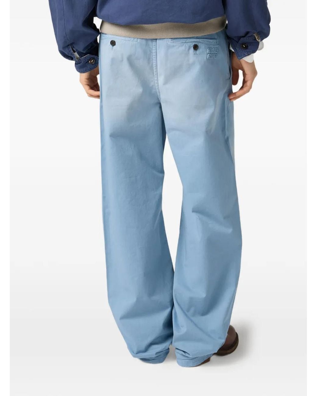 Miu Miu Blue Garment-Dyed Twill Pants