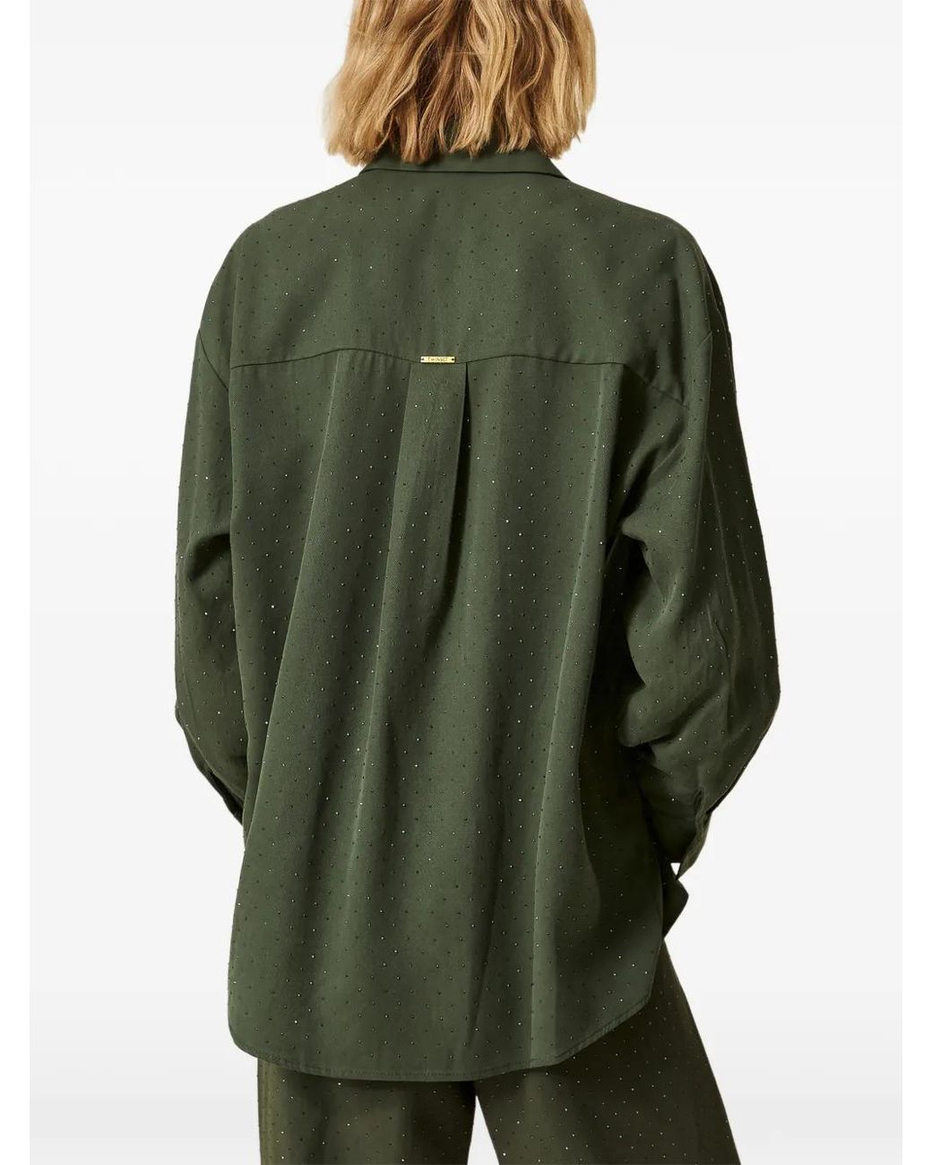 Twinset Green Twill Shirt With Studs