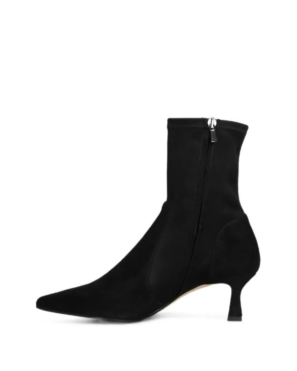 The Seller Black Pointed-Toe Kitten-Heel Ankle Boots