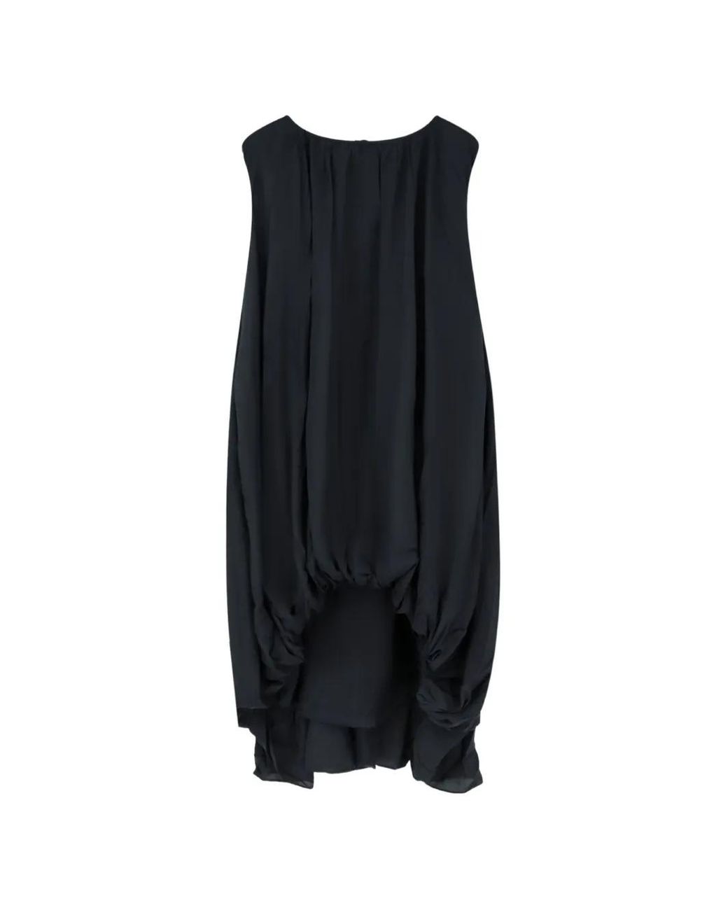 LAMRONS Blue Asymmetrical Drawstring Dress