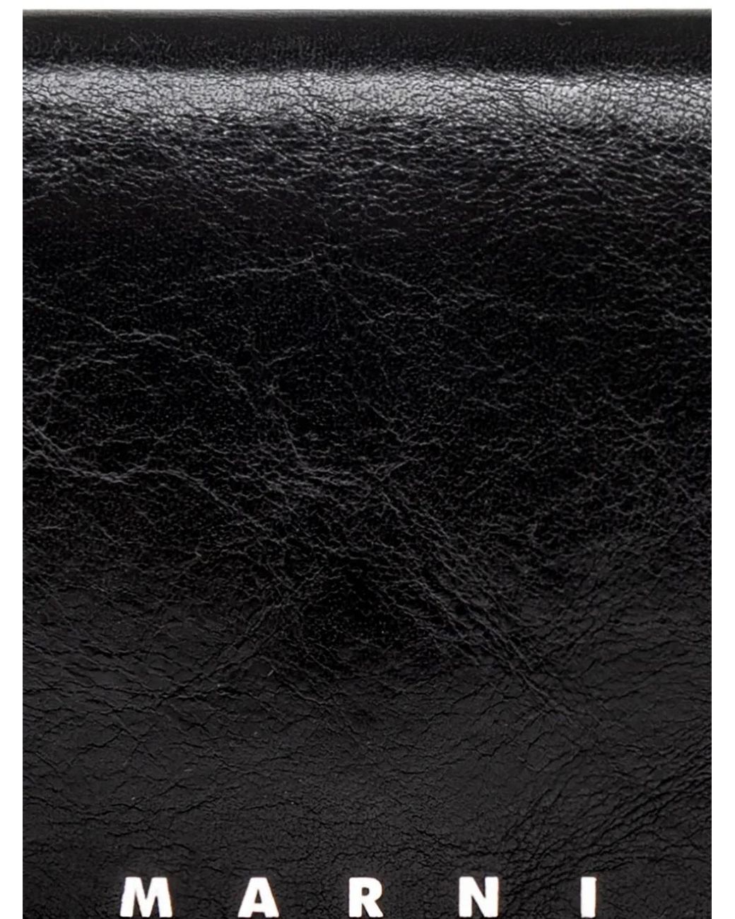 Marni Black Logo-Print Studded Wallet