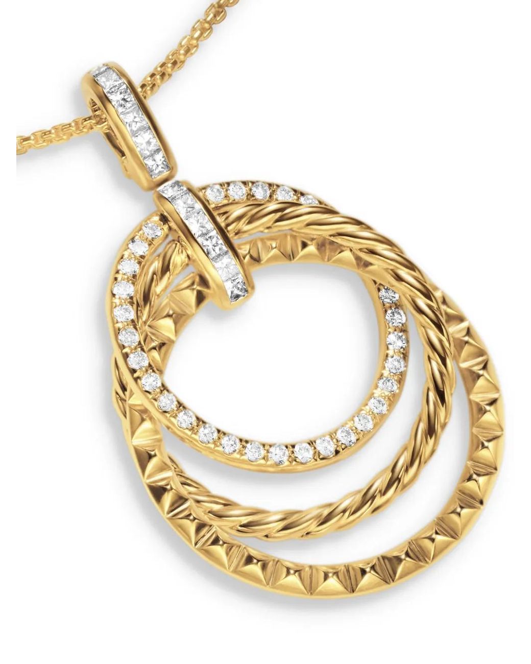 David Yurman Metallic 18Kt Crossover Trio Diamond Pendant Necklace (1.25Mm)