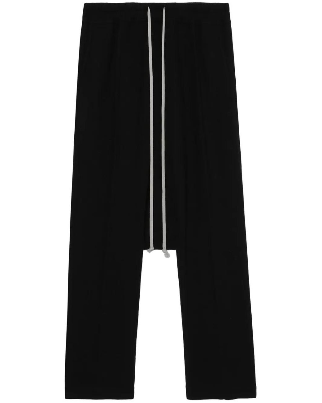 Rick Owens Black Drop-Crotch Cropped Trousers