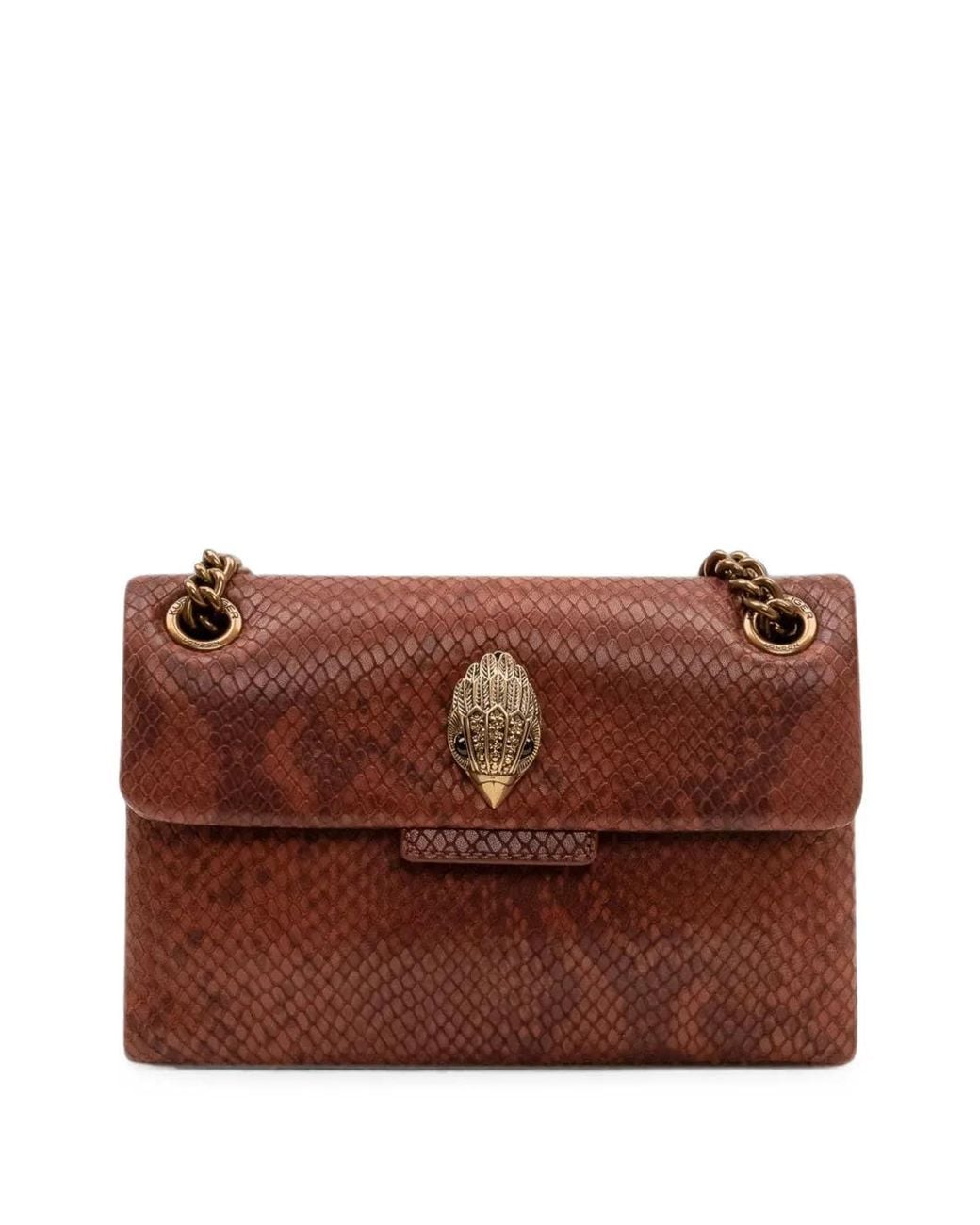 Kurt Geiger Brown Mini Kensington Snakeskin-Effect Shoulder Bag