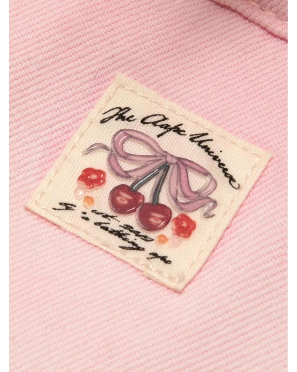 Aape By A Bathing Ape Pink Faux-Fur Trim Patch-Detail Denim Jacket