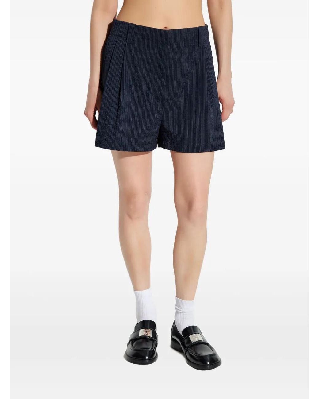Maison Kitsuné Blue Logo-Patch Shorts