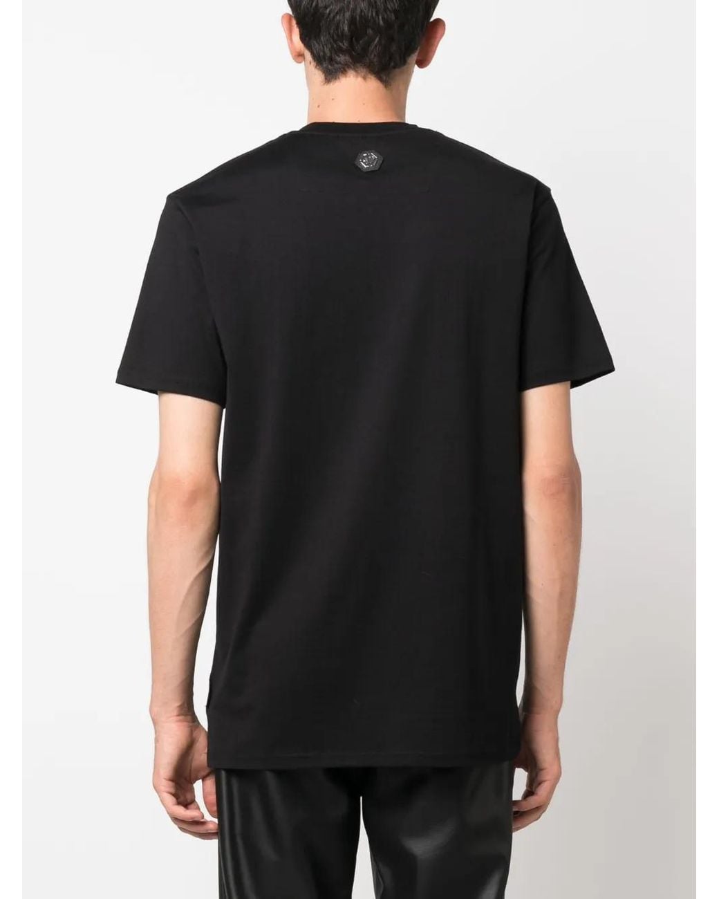Philipp Plein Black Ss Chrome Round-Neck T-Shirt for men