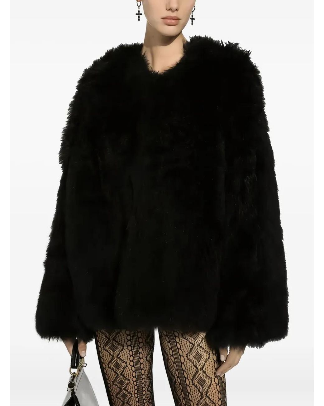 Dolce & Gabbana Black Sheep-Shearling Coat