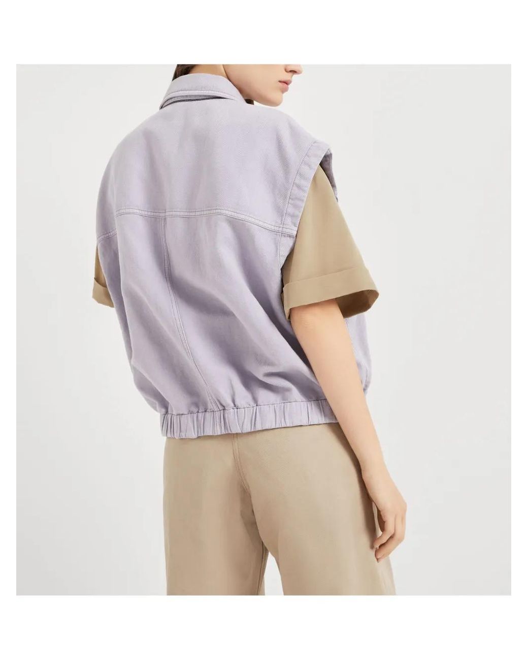 Brunello Cucinelli Purple Cotton-Linen Overshirt Vest