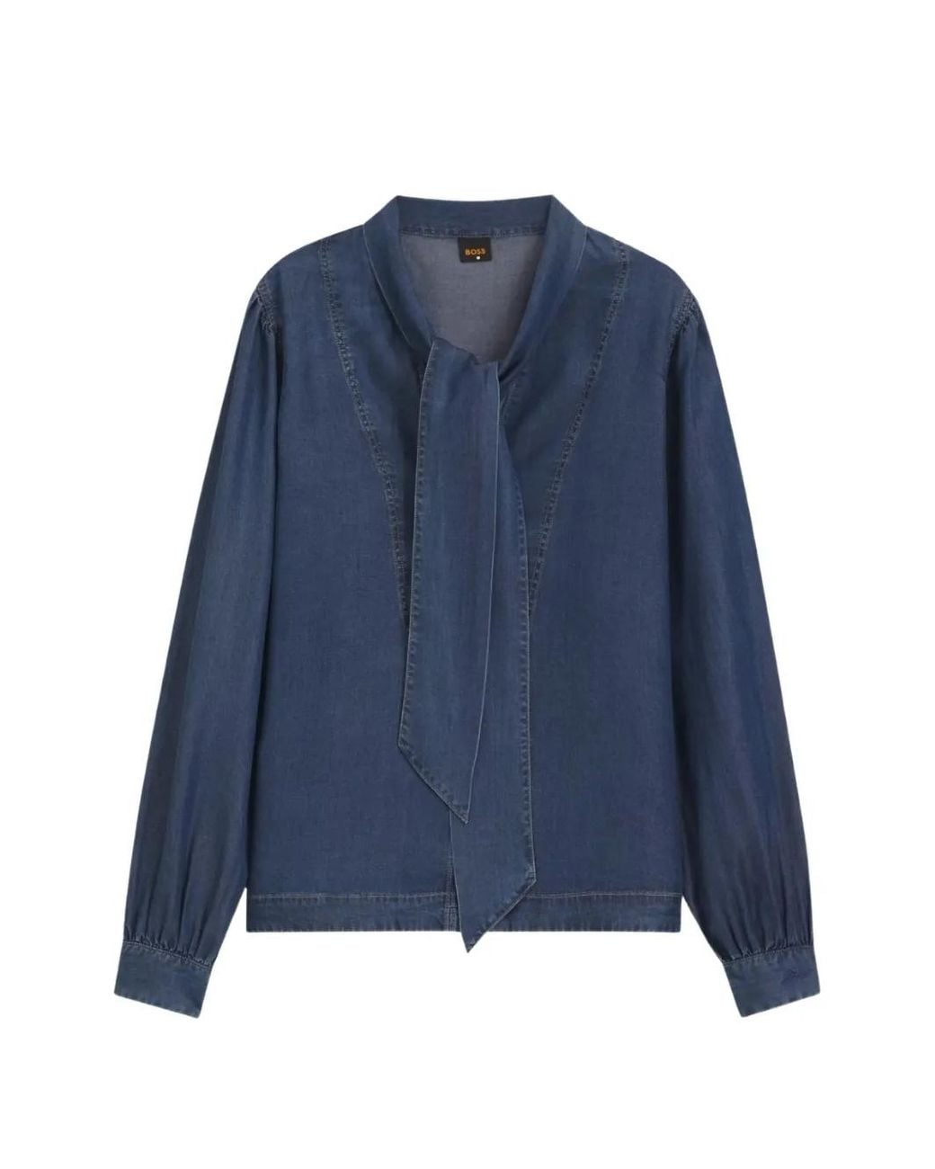 Boss Blue Blouse En Façon Jean À Détail De Foulard
