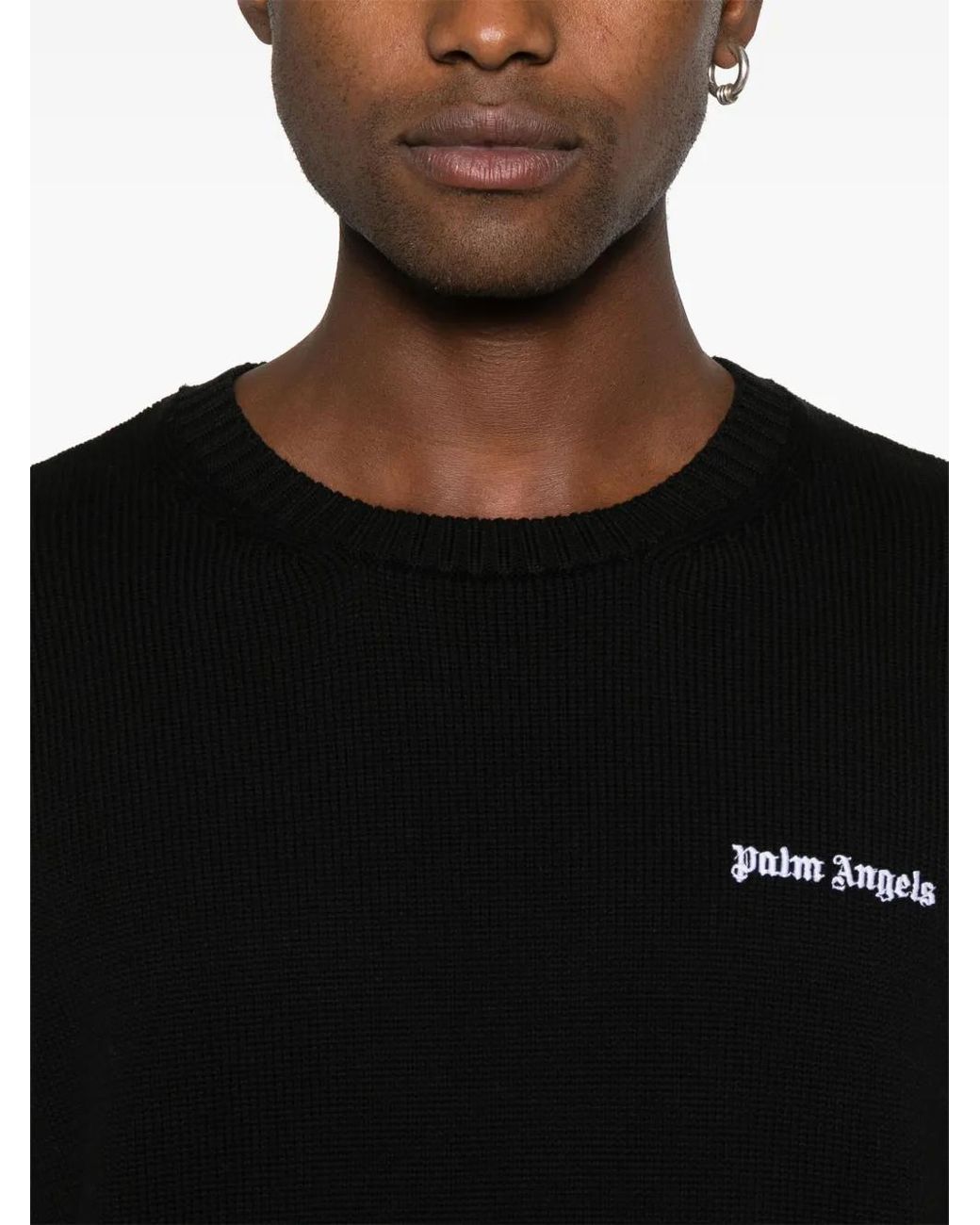 Palm Angels Black Logo-Embroidered Sweater for men