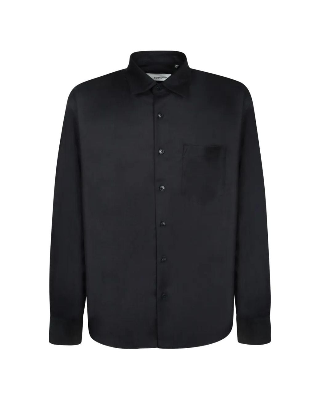 Costumein Blue Long-Sleeve Chest-Pocket Shirt for men