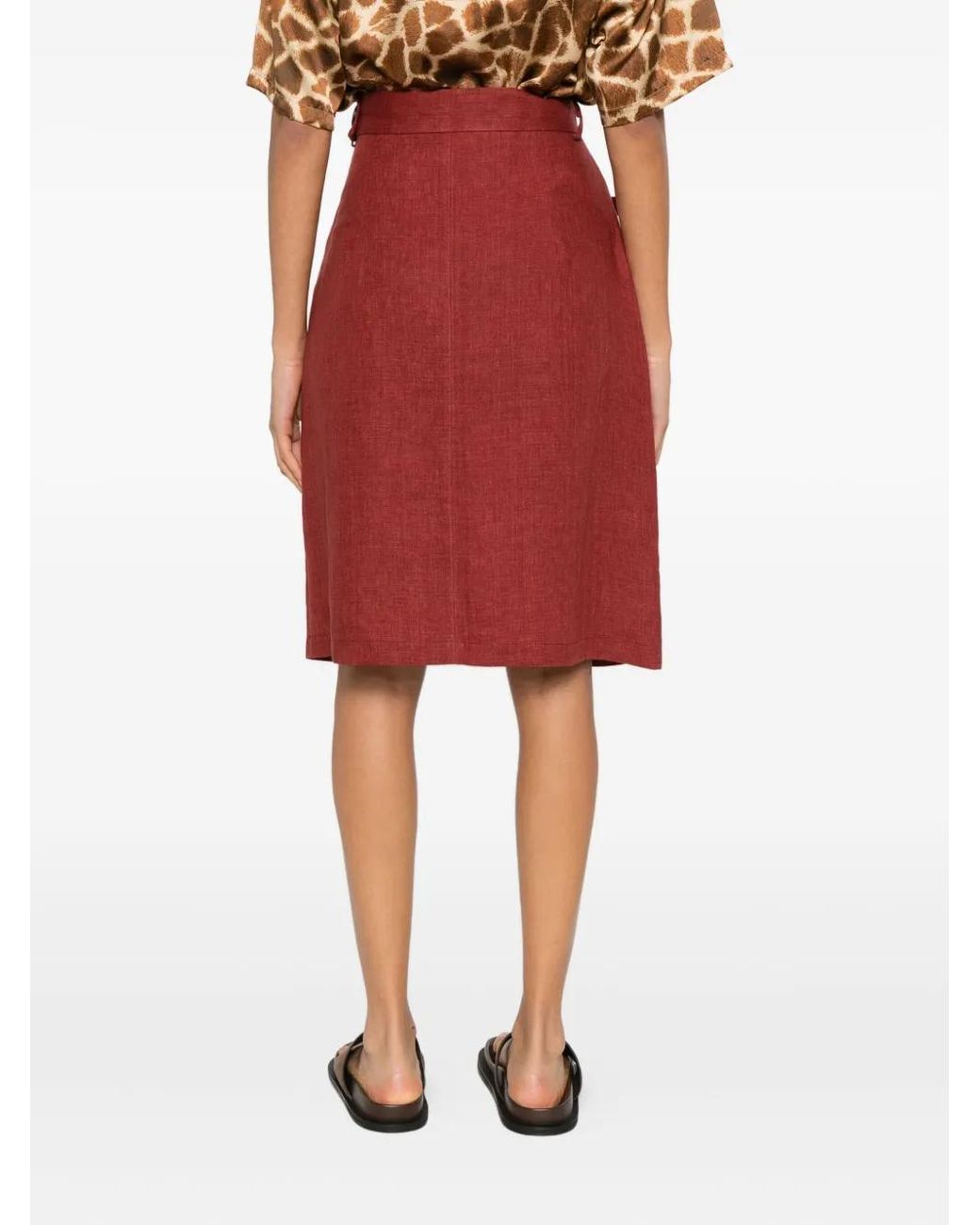 Massimo Alba Red Regina Pocket Midi Skirt
