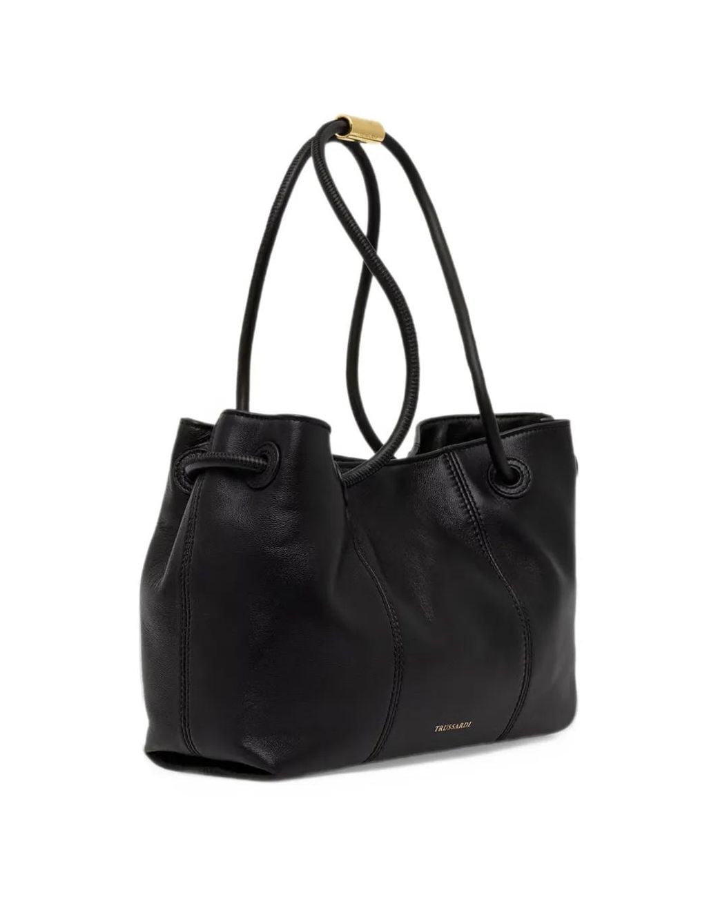 Trussardi Orbita Logo-Print Leather Tote Bag in Black | Lyst