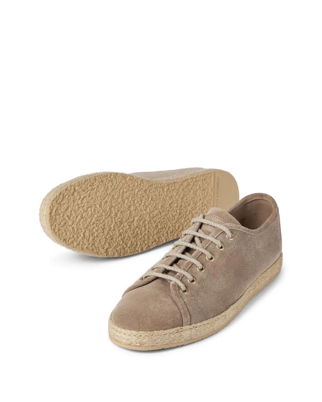 Brunello Cucinelli Brown Rope-Insert Suede Sneakers for men