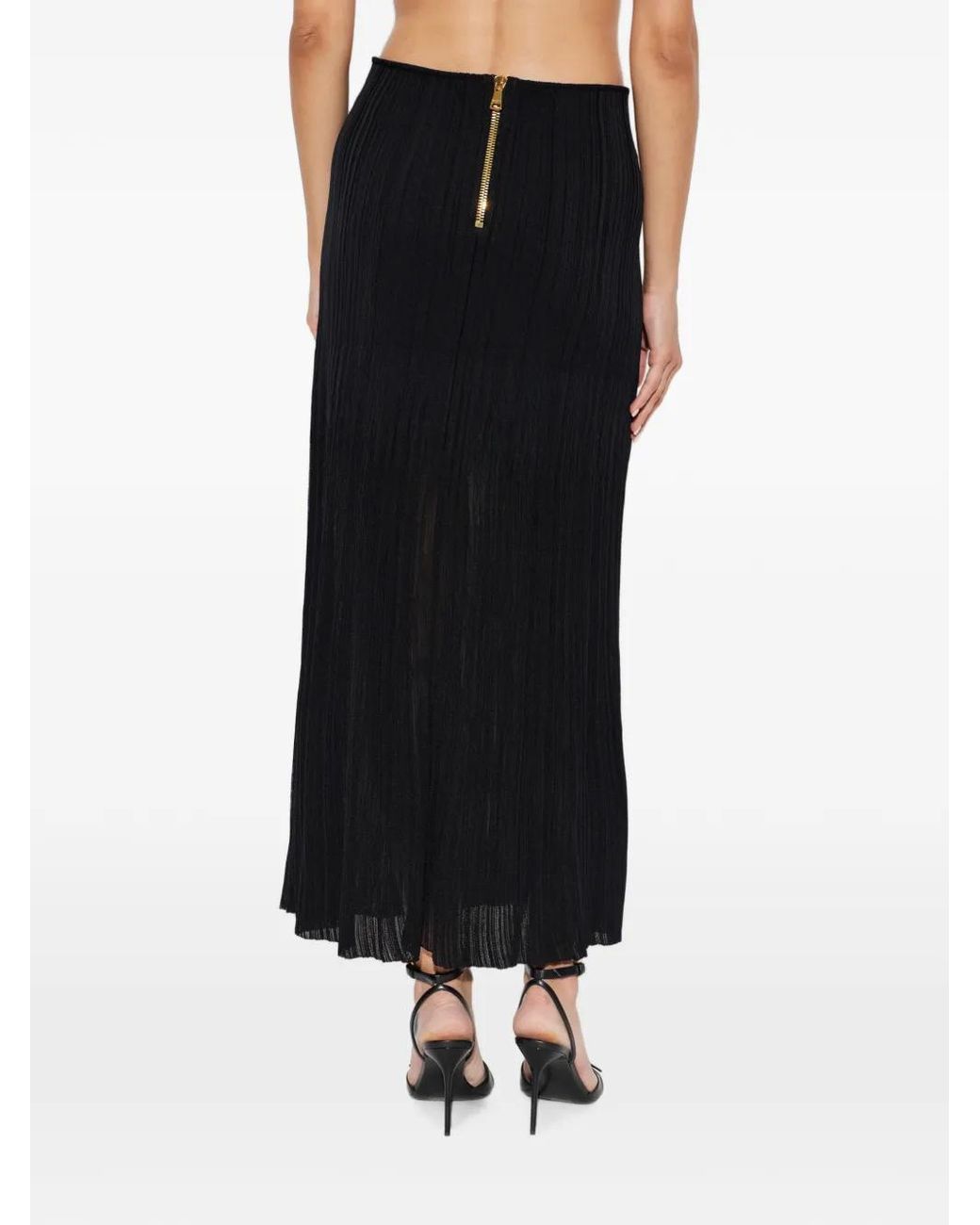 Balmain Black Pleated Skirt