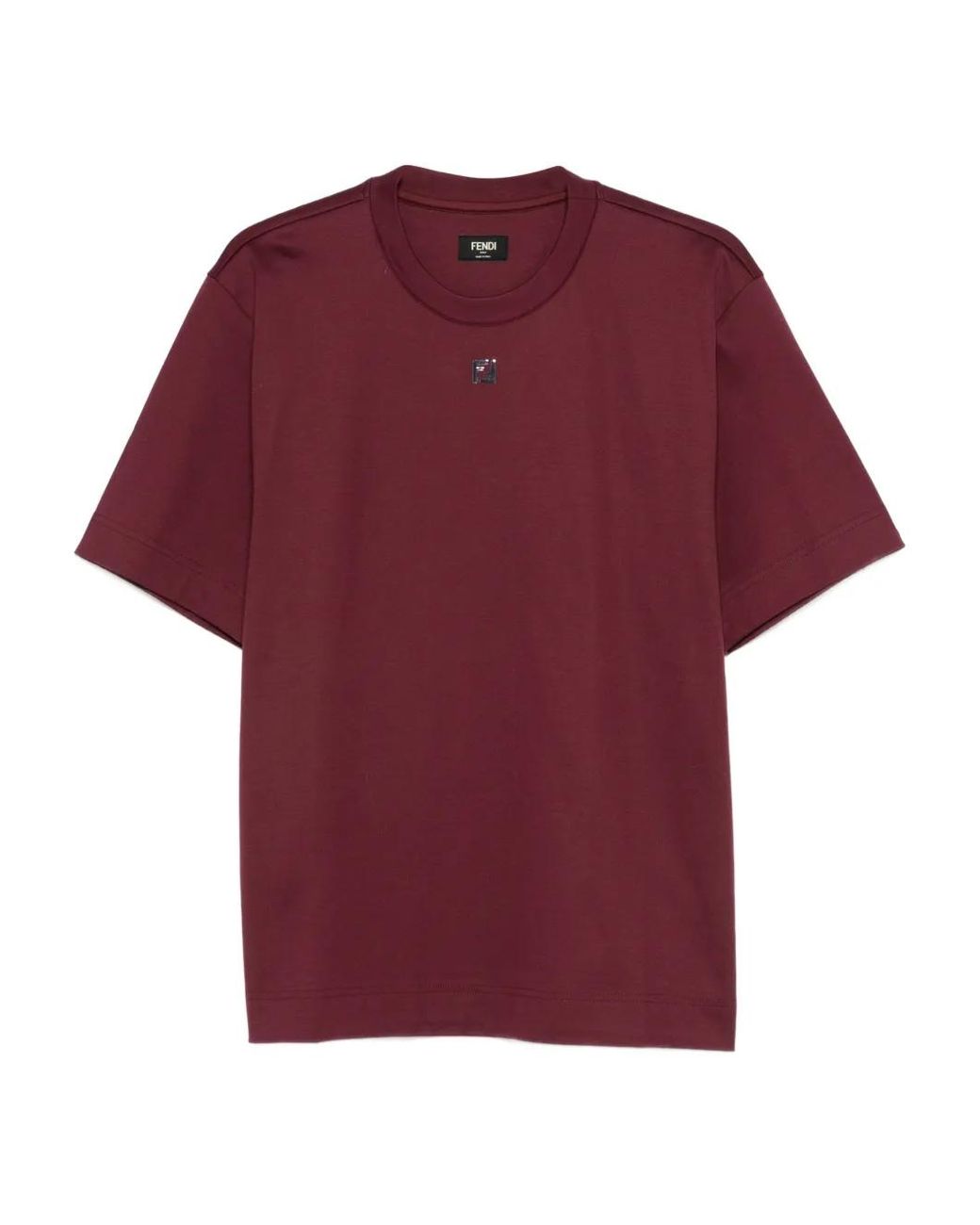 Fendi Red Logo-Plaque T-Shirt for men