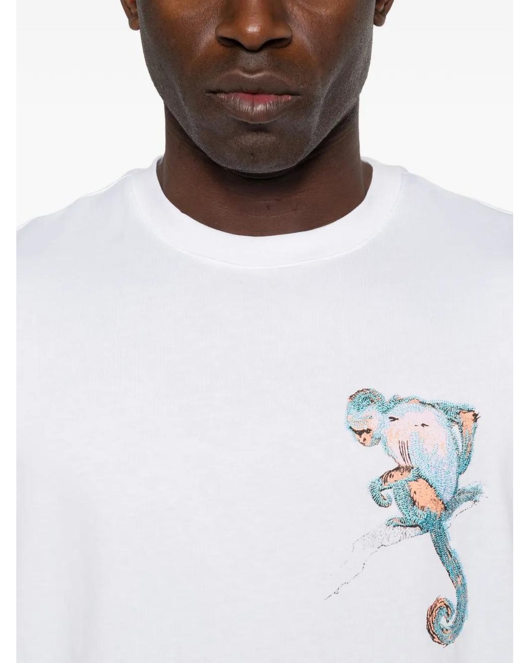 Iceberg White Monkey-Embroidered T-Shirt for men