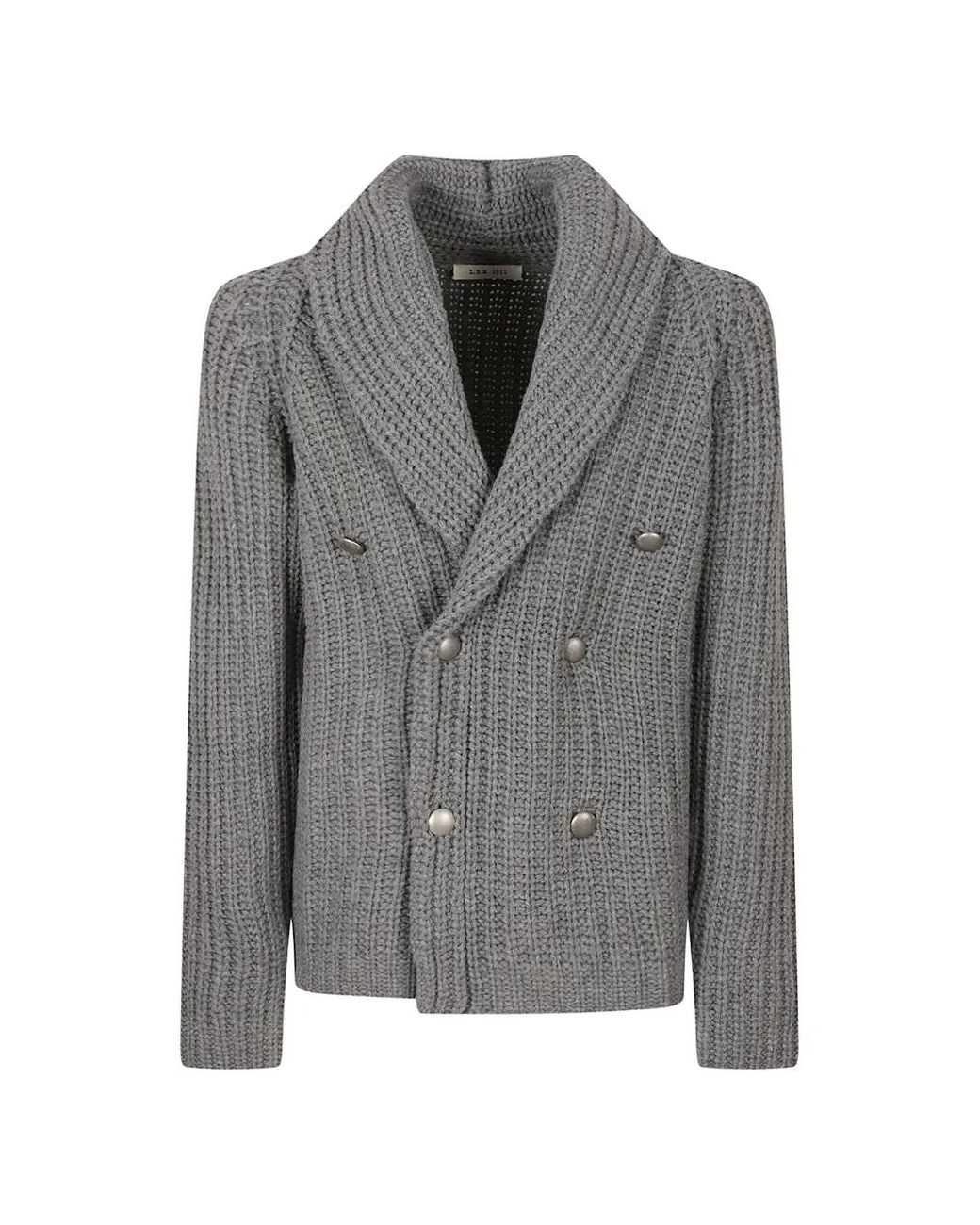 L.b.m. 1911 Gray Double-Breasted Ribbed-Knit Sweater for men