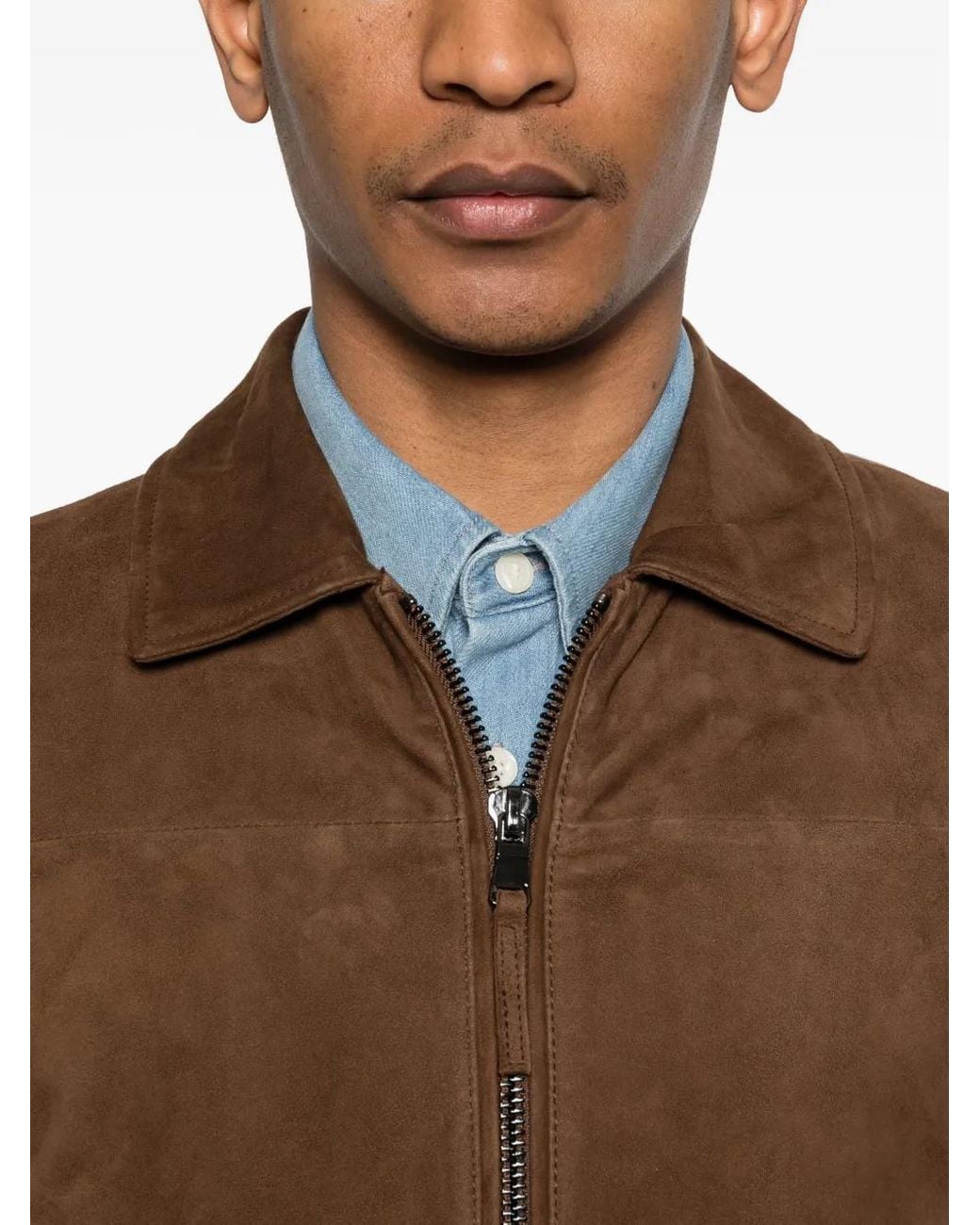 Bully Brown Veste En Daim À Fermeture Zippée for men