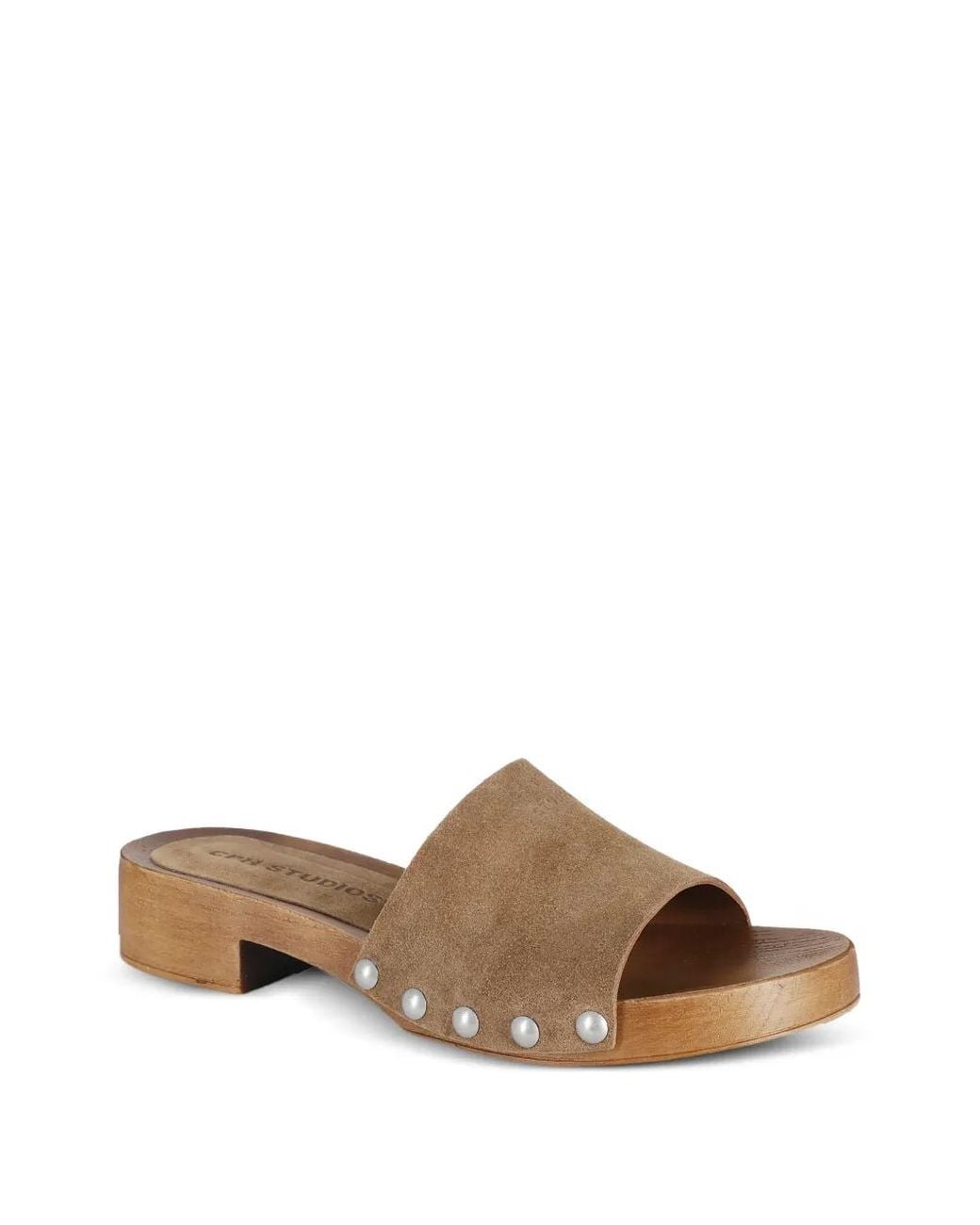 COPENHAGEN Brown Stud-Embellished Suede Clogs