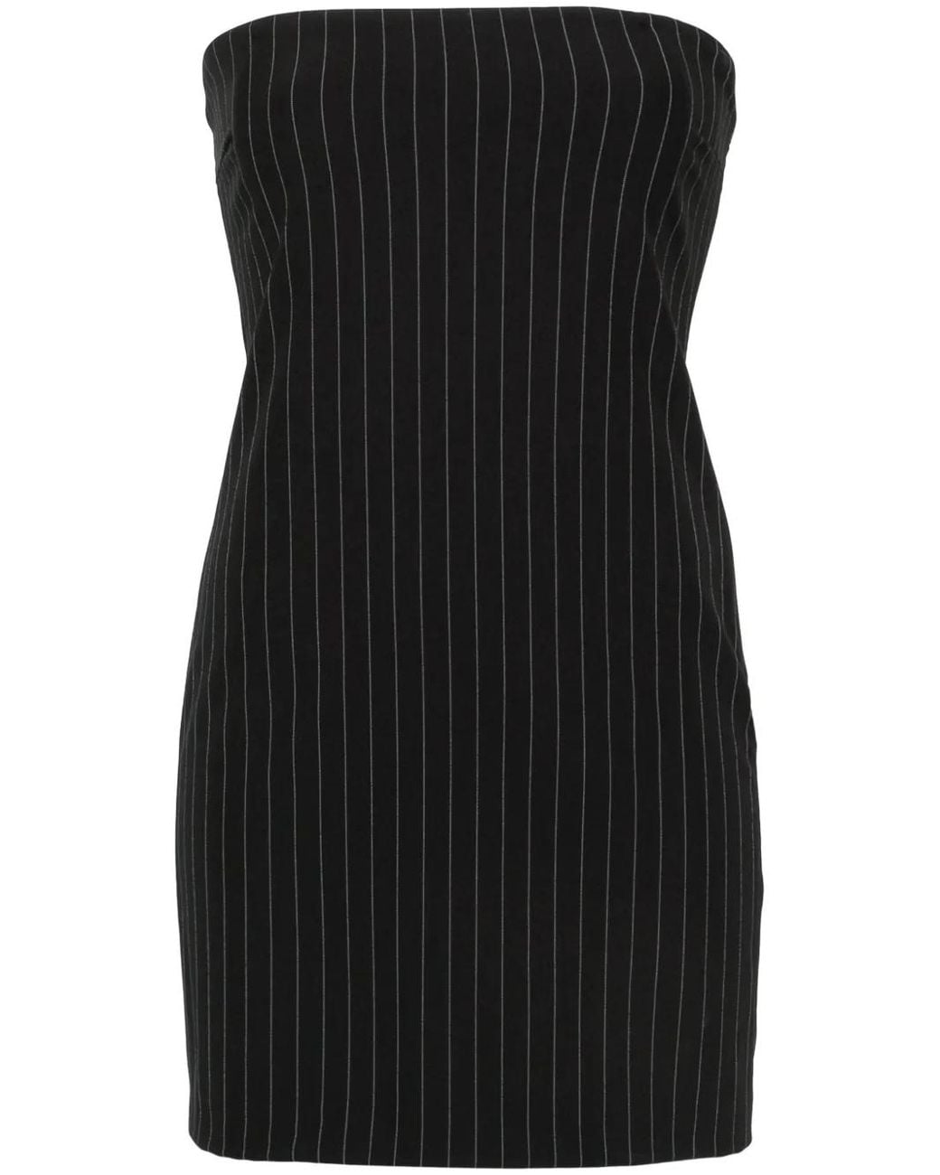 Patrizia Pepe Black Wide-Neck Pinstriped Minidress
