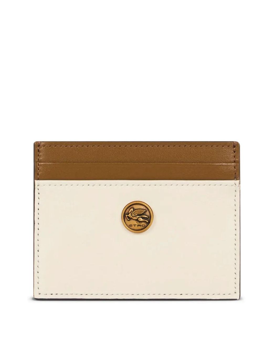 Etro Natural Two-Tone Leather Cardholder