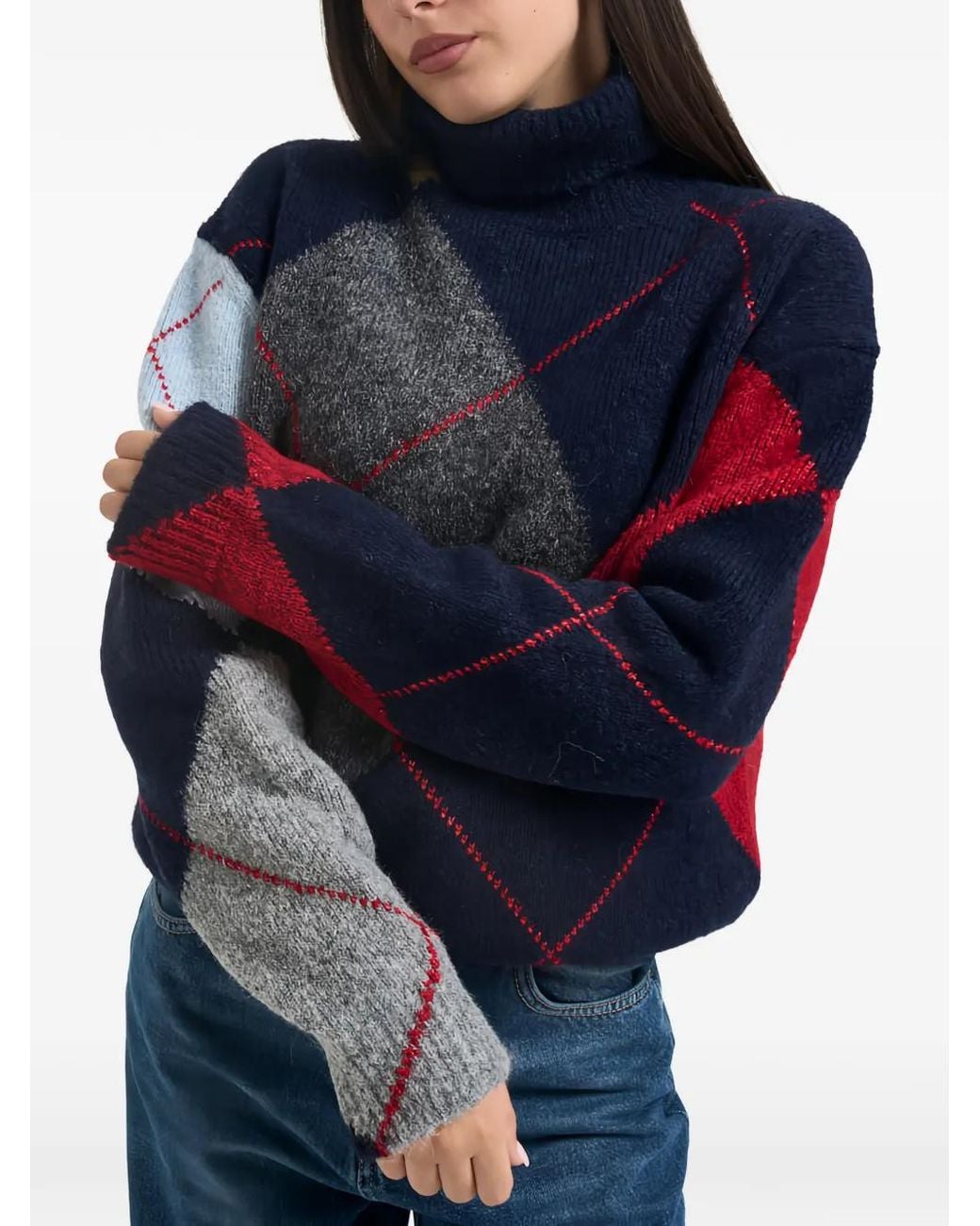 Semicouture Black Argyle-Pattern Sweater