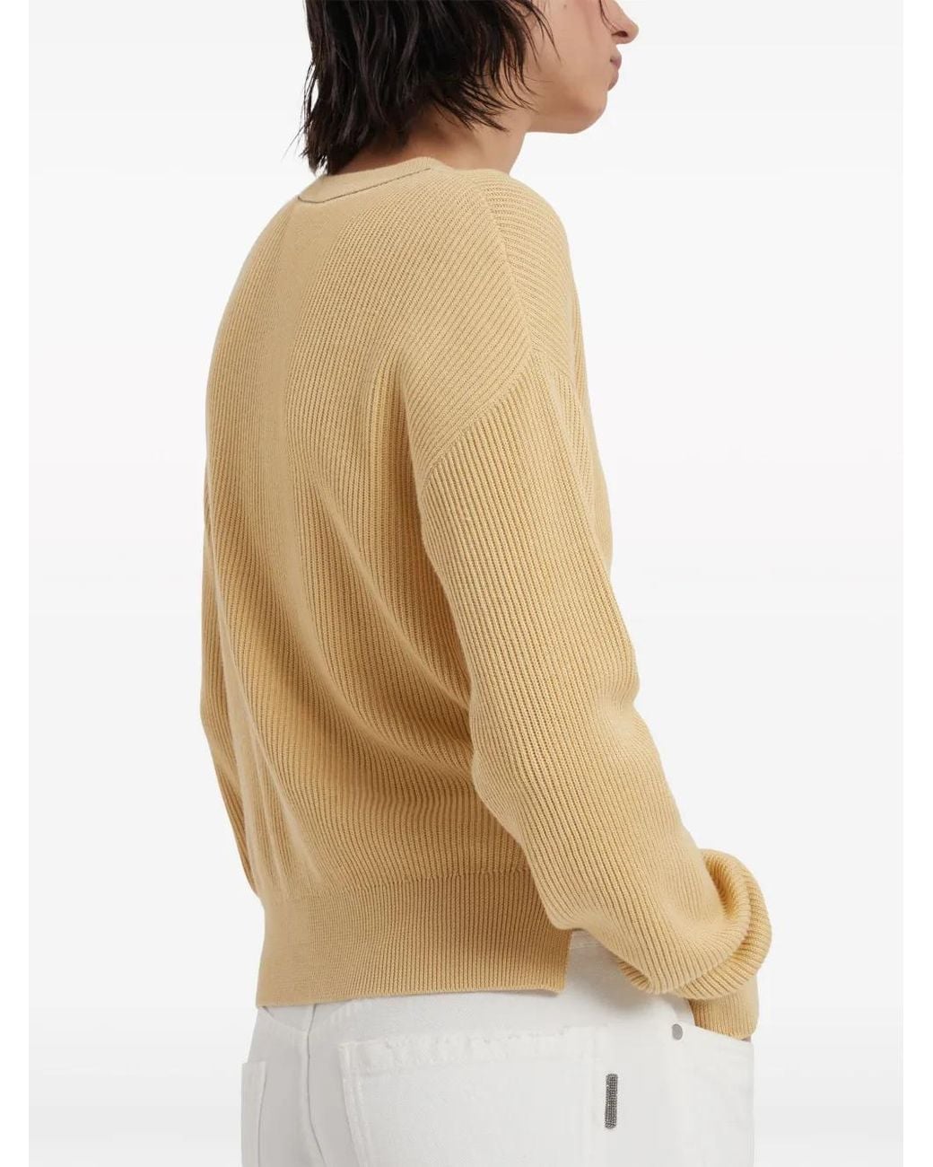 Brunello Cucinelli Natural Ribbed Cotton Sweatshirt