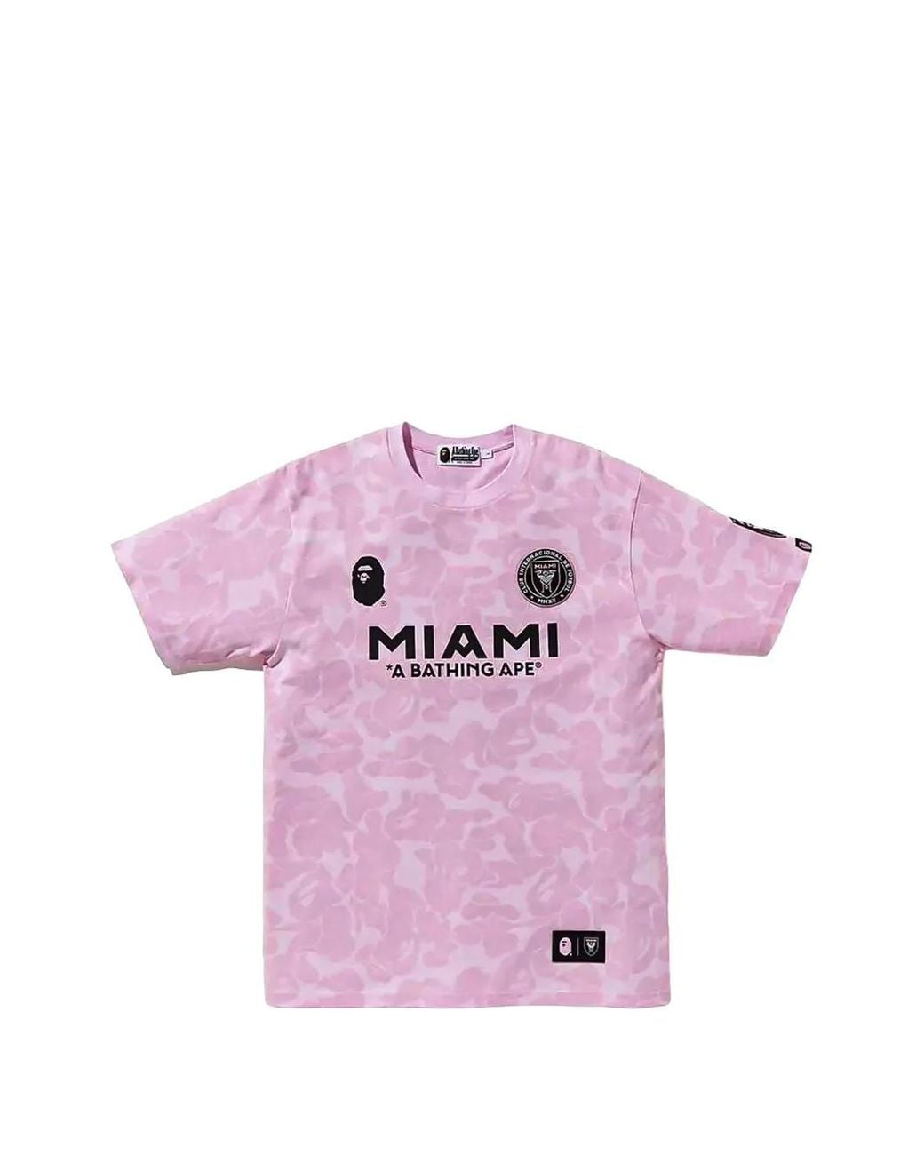 A Bathing Ape Pink X Inter Miami Camo-Print Logo-Print T-Shirt for men
