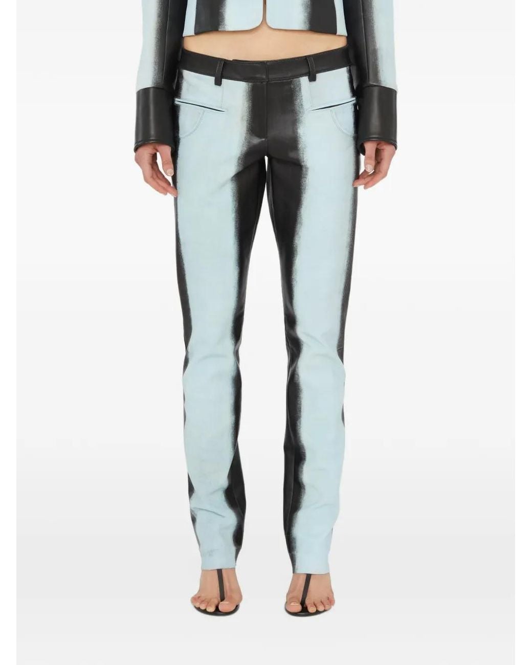Christopher Esber Blue Scuffed Leather Trousers