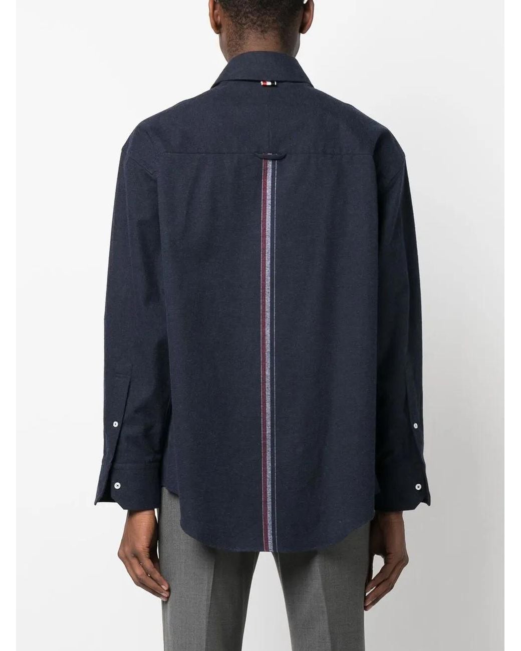 Thom Browne Overhemd Met Logopatch in het Blue voor heren