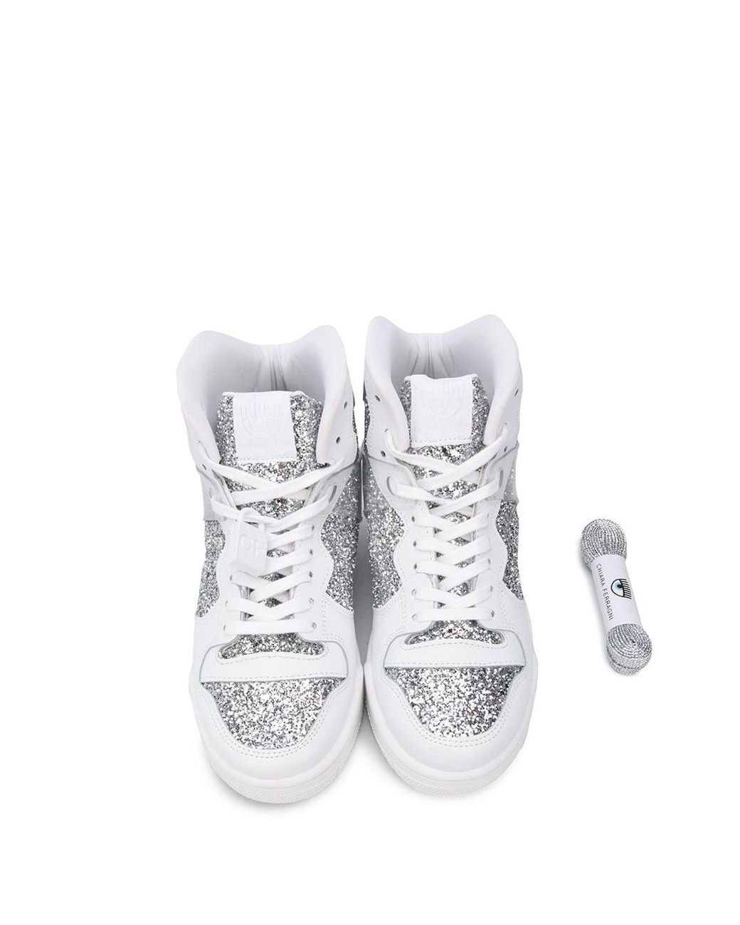 Chiara Ferragni Lace Basket Glitter High-top Sneakers in White - Lyst